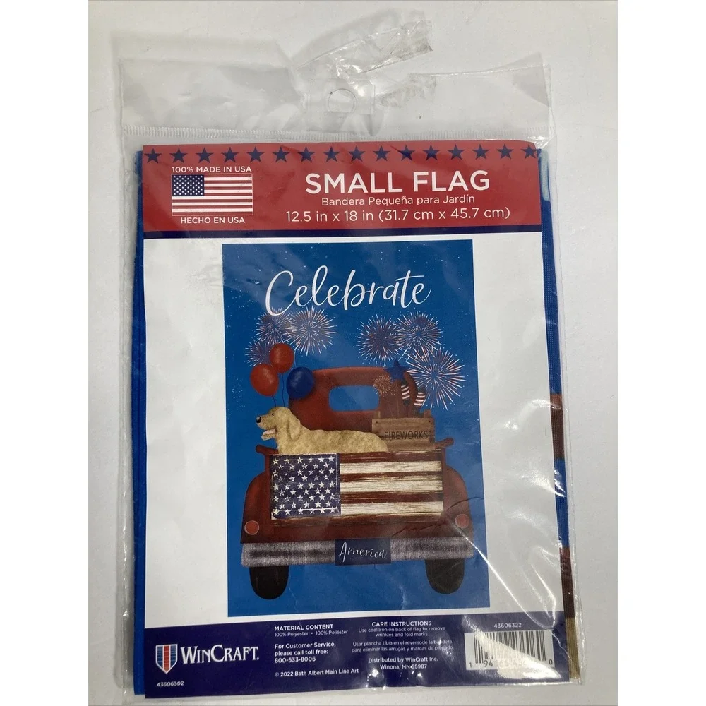 WinCraft Garden Flag Unisex OS Blue Celebrate 4th of July Golden Retriever Truck